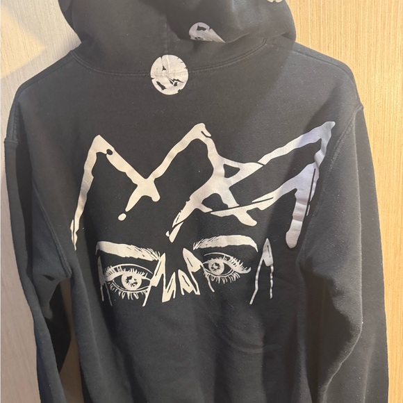 Men’s Monamiportland Black Graphic Design On Front and Back Hoodie Size Small - Picture 5 of 5